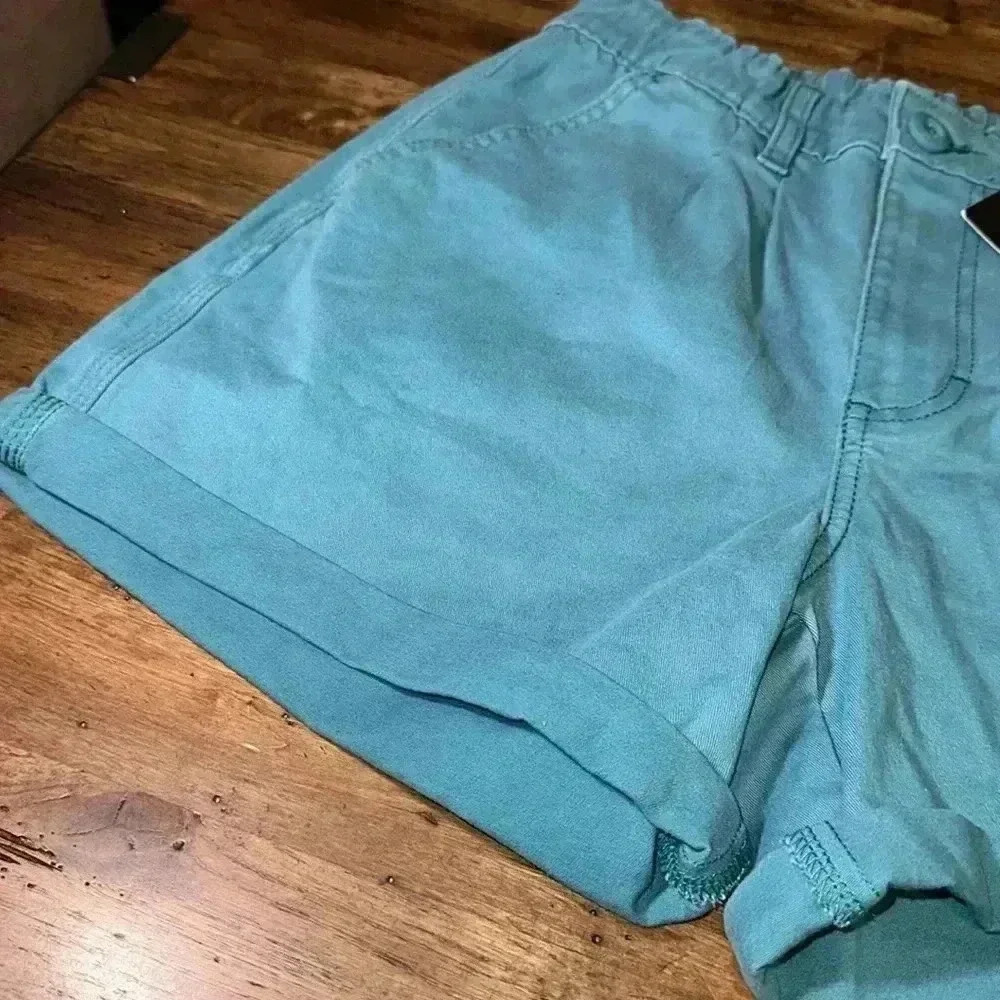 NWT Lee women’s heritage teal shorts size 2 relaxed fit high rise a line midway - Picture 5 of 8
